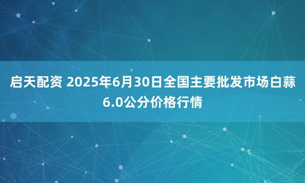 启天配资 2025年6月30日全国主要批发市场白蒜6.0公分价格行情